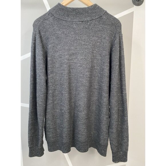 LL Bean Organic Cotton ¼ Zip Sweater Men’s L Reg Pullover Heathered Charcoal - Picture 2 of 16